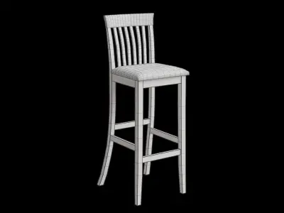 Farmhouse Wooden Stool Bar Low-poly 3D model