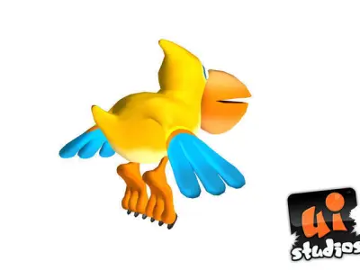 Toon Bird Low-poly 3D model