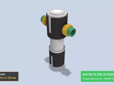 Stainless Steel Household Water Filter 40 Micron Cartridge 3D model purchase