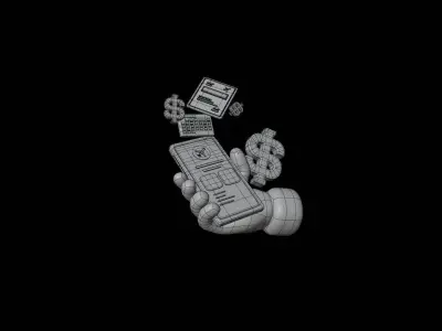 Online flight ticket booking 3D model