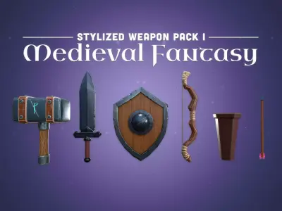 Stylized Weapon Pack 1 - Medieval Fantasy Low-poly 3D model