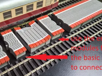 Double Edge Platform Crossings 1-87 FDM color 3D print model
