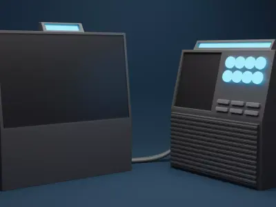Industrial machine low poly 3D model