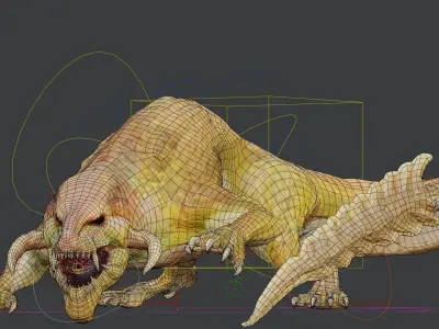 Earth dragon model - reptile monster rigged creature for Blender Low-poly 3D model