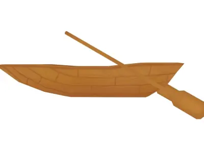 Wooden Boat - Hand Painted 3D model
