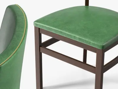 Wooden Dining Chair with Upholstery 3D model