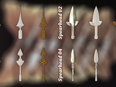 40 Medieval Spearheads  Vol 1 Basemesh Game ready Archviz Assets 3D model