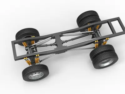 Chassis of Monster Truck with semi truck wheels Scale 1 to 25 3D print model