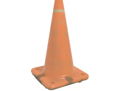 Stylized Construction Cone  Rusted Cracked Traffic Cone Low-poly 3D model