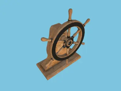 Pirate Ship Wheel 04 - Black Wood - Helm Interior Parts Low-poly 3D model