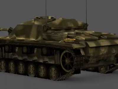 StuG 40G Assault Gun 3D Model Low-poly 3D model