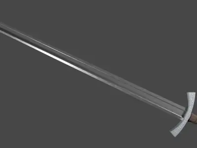 Langsax sword with Falchion handle Low-poly 3D model