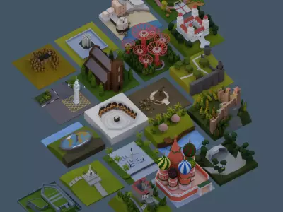 Landmarks of the World R - S Low-poly 3D model
