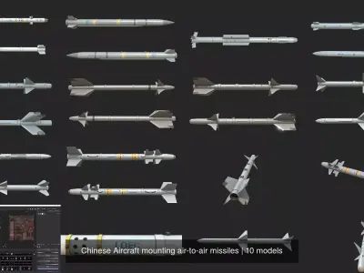Chinese Aircraft mounting air-to-air missiles 3D Model Pack