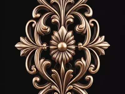 Pendant Ornate Floral Pendant Gold Antique Pendant Trending 3D print model