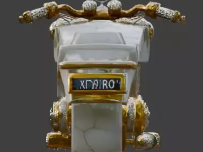 Luxury Jeweled Marble and  Gold Chopper Low-poly 3D model