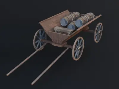 Cart MedevialProps Game Ready Low Poly 3D Model Low-poly 3D model