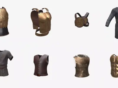 Ancient Armor Pack 3D Model Game Ready PBR Low Poly