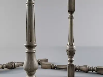 wood decor ballustrade 3D model