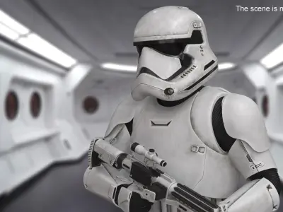 Dirty First Order Stormtrooper with Blaster Walking Pose 3D model
