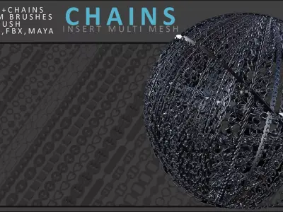 Chains Brush Set Low-poly 3D model