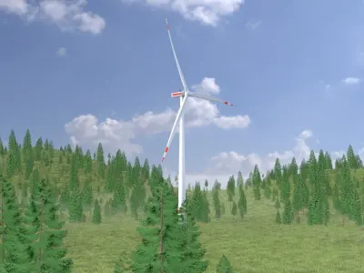 Wind turbine E1 H-163 RD 172 m Low-poly 3D model