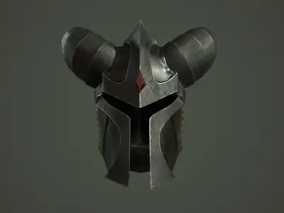 Dead knight helmet Low-poly 3D model