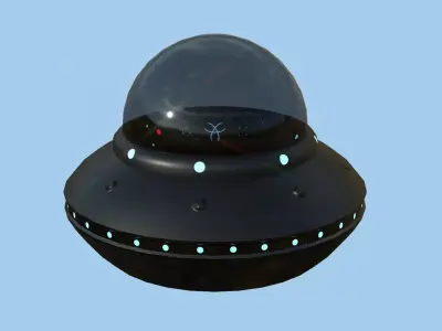 Cartoon UFO A5 - SciFi Flying Saucer - Black Carbon Low-poly 3D model