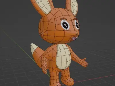 Cartoon Fox Rigged Stylized Character  3D model