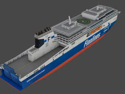  Passenger Ro-Ro Cargo Ship FINNSIRIUS Low-poly 3D model