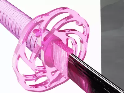 Pink Rose Katana 4K Free low-poly 3D model