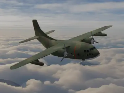 American Air Force Airlifter Fairchild C-123 Provider Low-poly 3D model