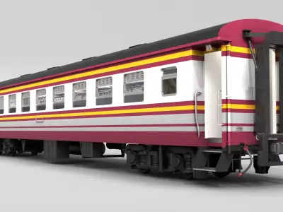 State Railway of Thailand Bogie Third Class Carriage 3D model