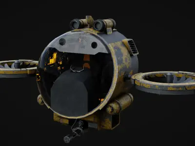 sci-fi helicopter rotor craft Low-poly 3D model