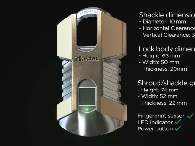 Smart Padlock Hi - poly Textured  Free 3D model