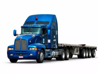 Kenworth W900 Classic Long Nose Semi Truck Model 3D model