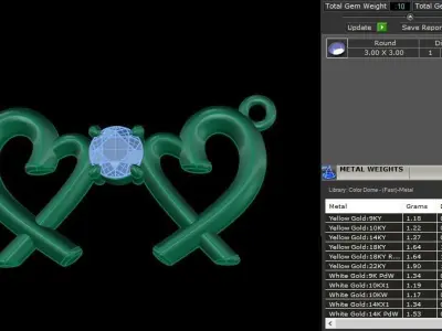 Dainty Double Heart Diamond Pendant 3D print model