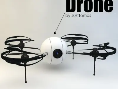 Drone with wheels Low-poly 3D model