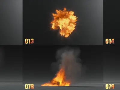 100 Model 3D Fire Smoke Explosions Clouds Collection 3D model
