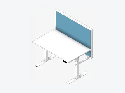 Desk - Adjustable - Integral - 3 Column - Single Low-poly 3D model