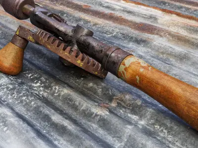 Old Hand Drill Low-poly 3D model purchase