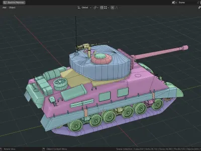 Sherman m4a3e8 easy eight Tank Base Mesh Low-poly 3D model