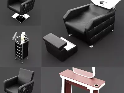 Beauty Salon Furniture Pack 3D Model Low-poly 3D model