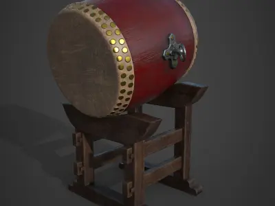 Japanese taiko drum  Low-poly 3D model