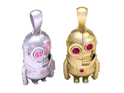 Golden Robot Pendant 3D Printable Model 3D print model purchase