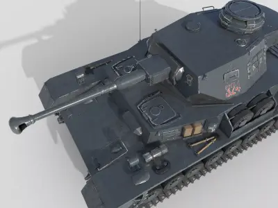 Panzer IV F2 medium tank Low-poly 3D model