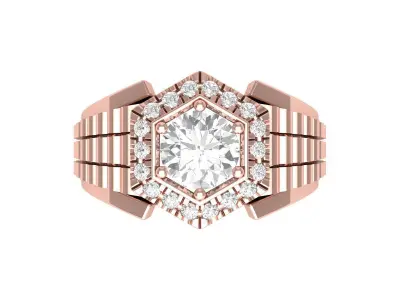 Hexagone Solitaire Ring 3D print model