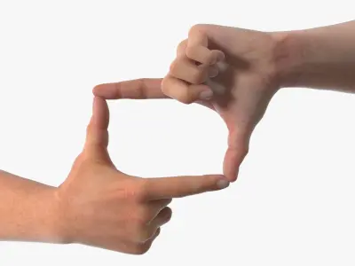 Realistic Male Hands Creating Framing Pose 3D model