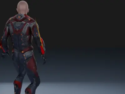 Character man in futuristic suit Low-poly 3D model