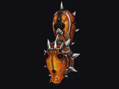 Fantasy Heavy Shield Steel Weapon Armor Cartoon Red Style Low-poly 3D model